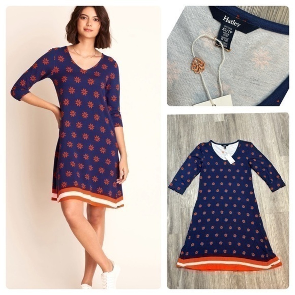 New with tags HATLEY Elsie Mini Poppy vneck dress. Stretch quality material.